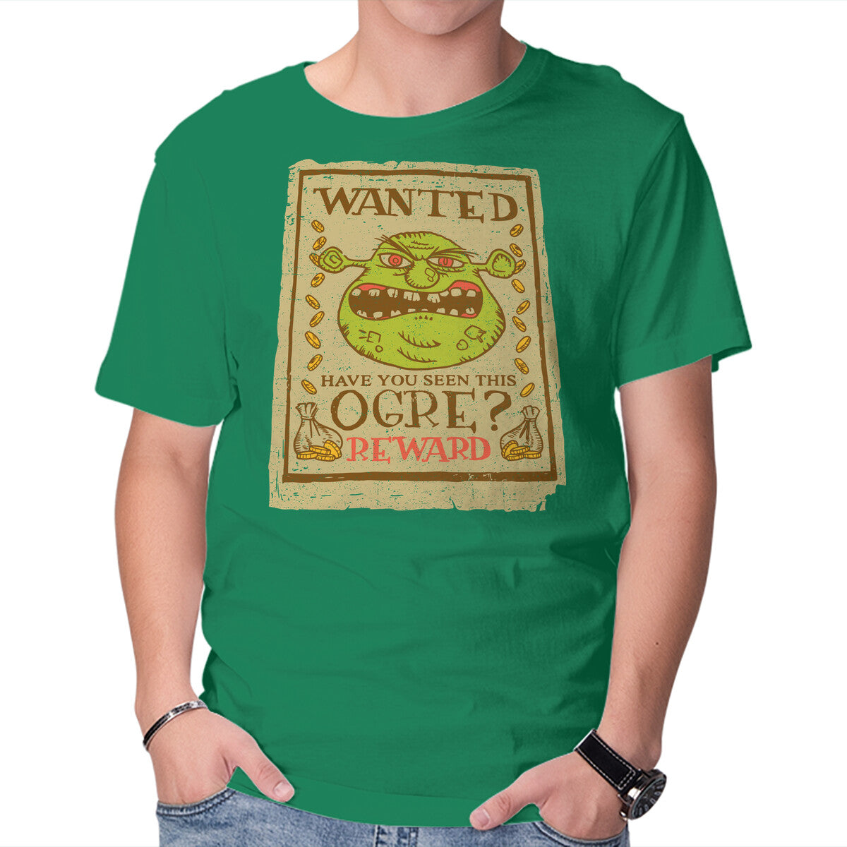 Unisex Crew Neck T-Shirt Wanted Ogre Graphic Short Sleeve Casual Tee XXXL
