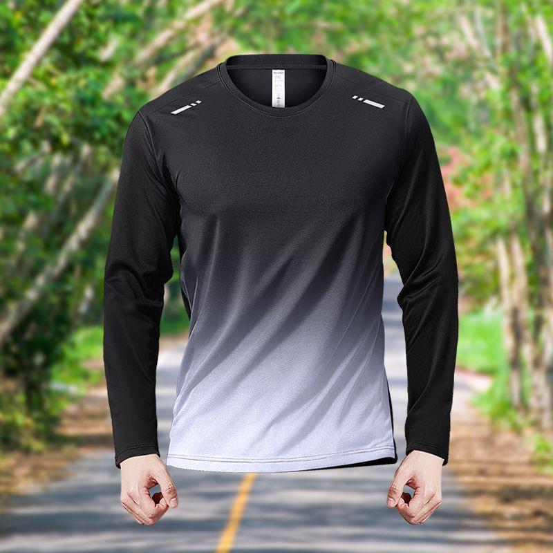 Men's Quick-Dry Ice Silk Long-Sleeve Fitness T-Shirt for Autumn/Winter - Lightweight Sports & Running Wear