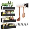 Set of Magnetic Spice Racks with Hooks for Refrigerator Kitchen Side Kitchen Bathroom Storage Rack for Washing and More No Drilling Required Set