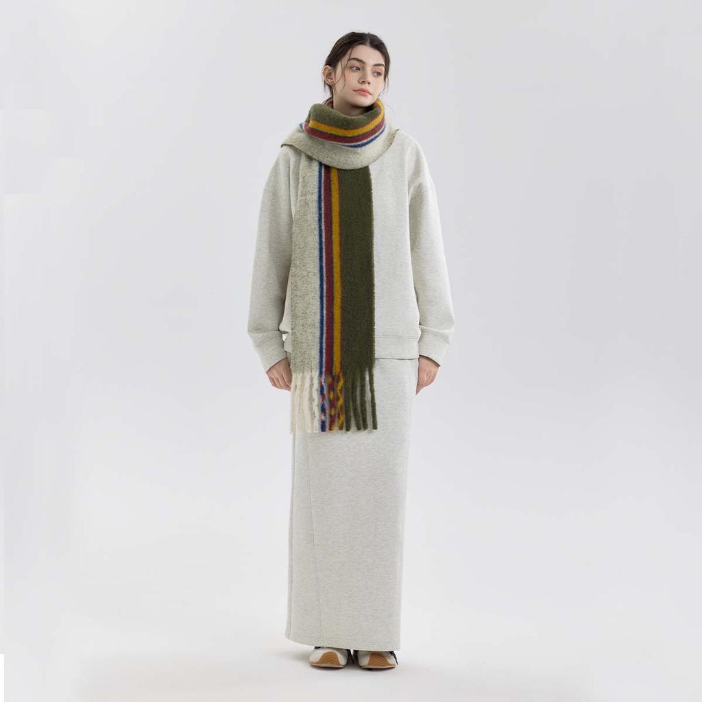 Vintage Vibe 11 Blended Plaid Scarf Female Winter Couple Thickened Warm Striped Fringed Scarf