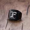 Vnox 18mm klobiger Siegelring für Männer schwarzer Edelstahl mit eingraviertem Royal Initialen-Buchstaben-Anfangsstempelring individueller Schmuck