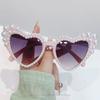 Y2K Imitation Pearl Frame Sunglasses UV400 Shades Trendy Cat Eye Eyewear  for Women & Men
