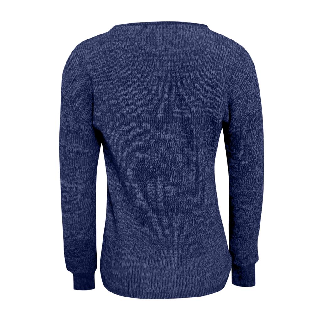 Women's Casual And Fashionable V-Neck Long-Sleeved Crossed -Color Knitted Sweater