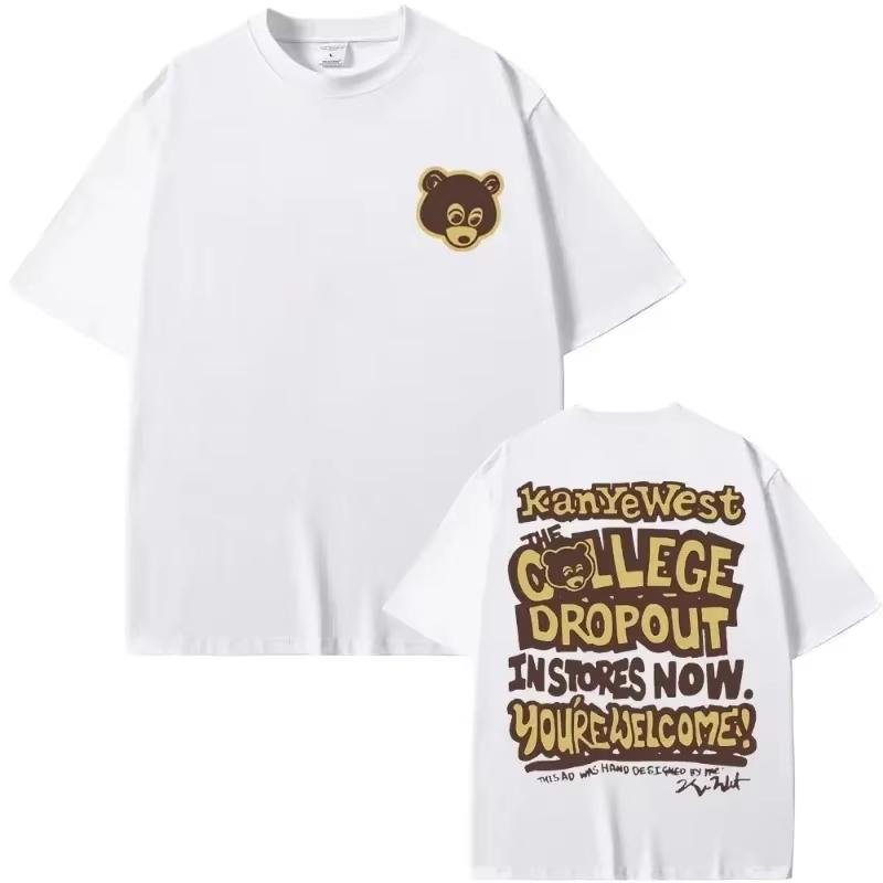 The Most Famous Kanye West College Dropout Pattern Printed Tshirt 2026 for Unisex and Women Hiphop Rap Retro Tshirt Casual Top