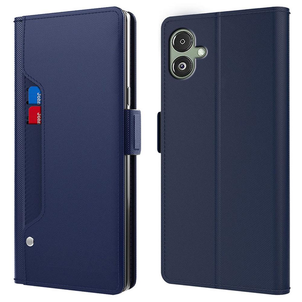 

Для Samsung Galaxy A06 4G Чехол-подставка из ПУ кожи Чехол для телефона Держатель для карт Зеркало Blue