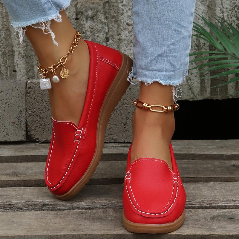 New Doudou shoes women's summer round head flat bottom simple casual mother shoes