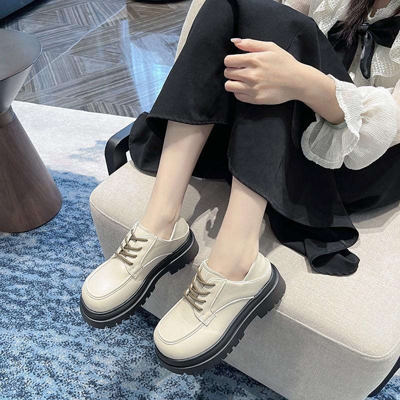 Platform Small Leather Shoes Women's Early Spring New Women's Thick Heel Fashion Women's Shoes Casual Single Shoes Women