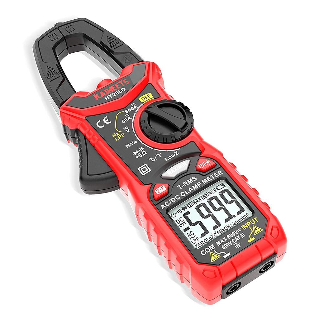 KAIWEETS 6000 Counts Automatic Range Clamp Meter Tester Current Voltage Capacitance Resistance Diode Temperature Continuity Measurement with NCV
