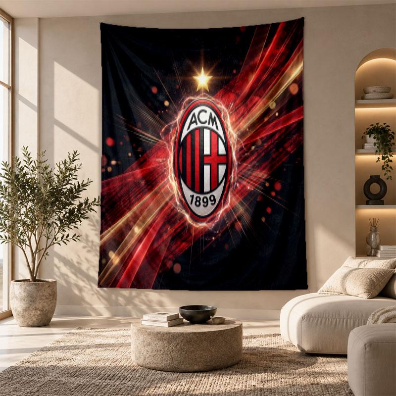 Decorative Tapestry,AC Milan Printed Wall Art, Lightweight Wall Hanging For Bedroom Background