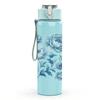 1PC Blue Rose Bouquet Pattern 750ml Color Plastic Sports Water Bottle Leakproof Flip Straw Lid Suitable for Sports Office Home Use