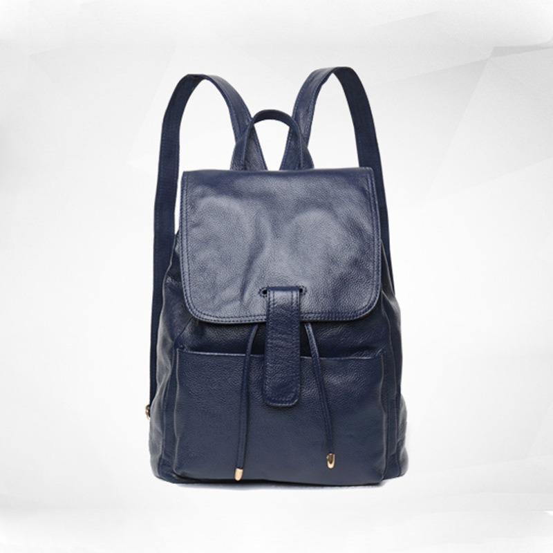 Genuine Leather Korean Version Cowhide Top Backpack Women's Preppy School Bag