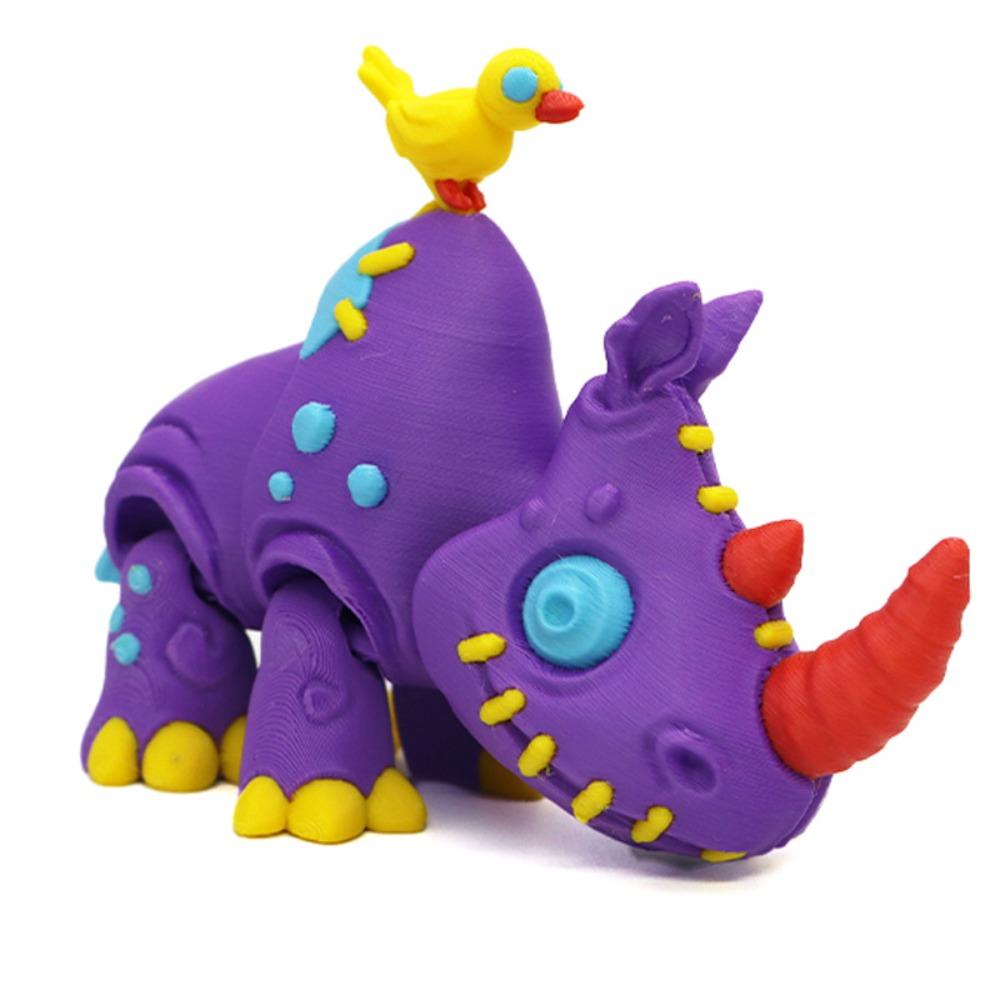 Multi-Jointed 3D Printing Rhinoceros Toy Simulation Anime Rhinoceros Toys Halloween Decoration