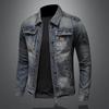 Neuer Stil mit Reißverschluss, Motorrad-Jeansjacke, Jacke, Herren-Revers-Jeansjacke, Trend Retro