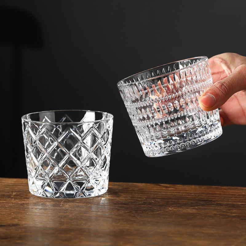 Embossed Glass Cup Ins Style Coffee Cup Design Sense Juice Cup Milk Cup Whiskey Cup Cocktail Cup