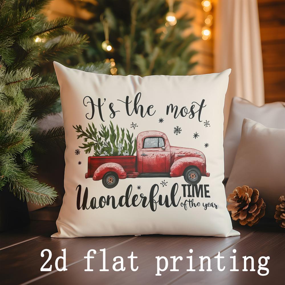 

Home Decor Christmas-themed Pillows with Merry Motifs Pattern Cushion Cover Suitable for Sofa Bedroom Car Pillow Cover 16x16Inch