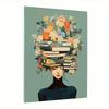 with Frame Chic Girl Reading Book Canvas Art Inspiring Retro Wall Decor for Living Room Bedroom Bathroom and More Perfect Gift Idea