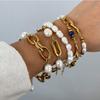 Bracciale Perle in Acciaio Inossidabile - Un Accessorio Elegante da Sovrapporre con Bracciale in Acciaio Titanio per Donna