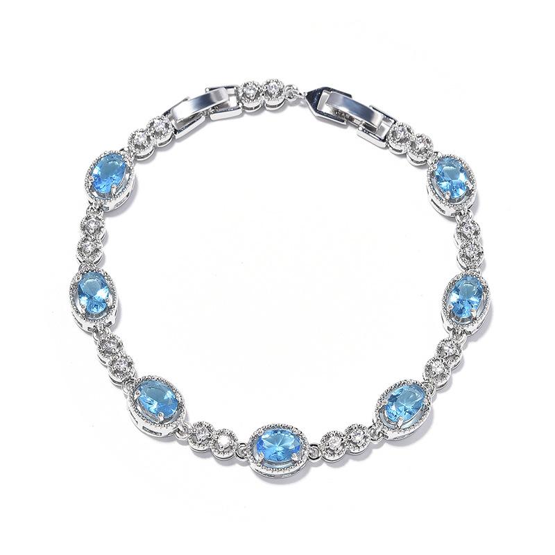 

Корейская версия браслета Blue Color Treasure. Прямоугольный роскошный браслет из чистого цветного циркония с инкрустацией вручную.