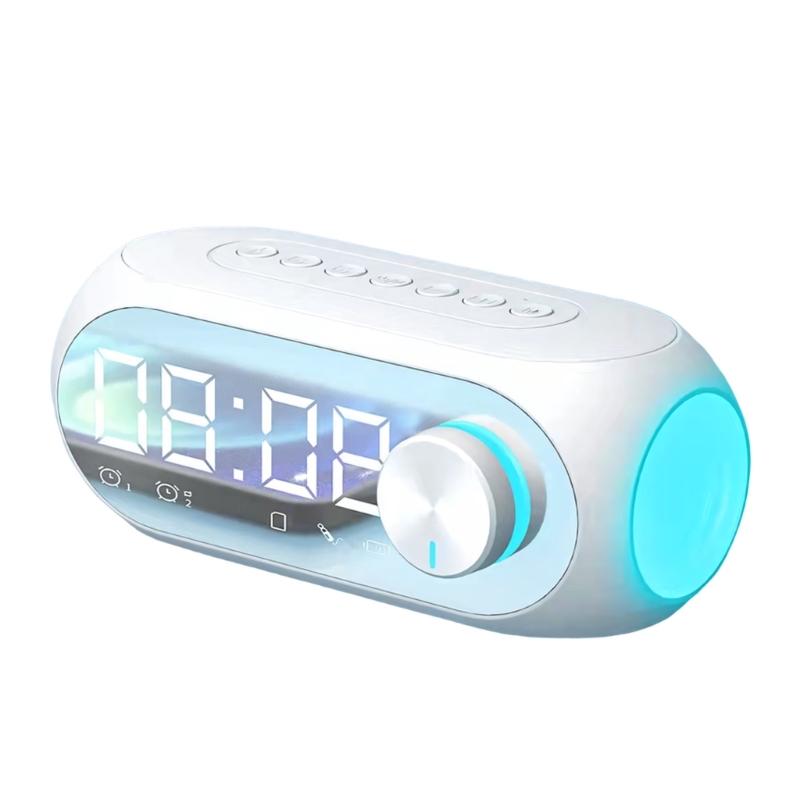 Compactly Bluetooth-compatible 5.0 Speaker Featuring Mirror Clock LED Mood Light And Freeing Hands Calling For Daily Use