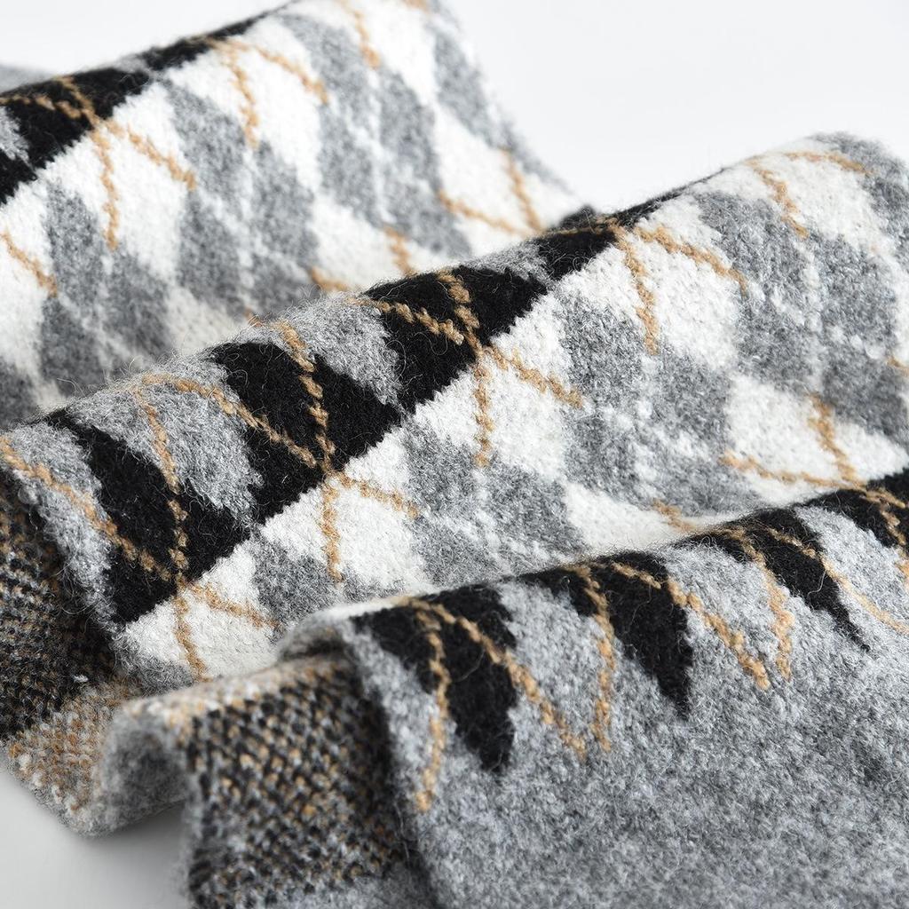 Kids' Diamond Knit Scarf - Parent-Child Style, Warm & Windproof for Autumn/Winter Korean Style.