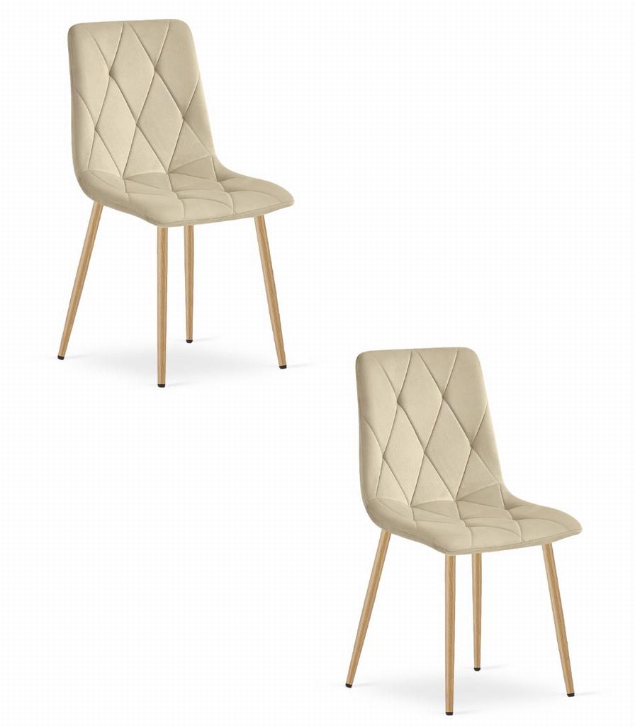 LIBRA chair - light beige velvet / wood-colored legs x 2
