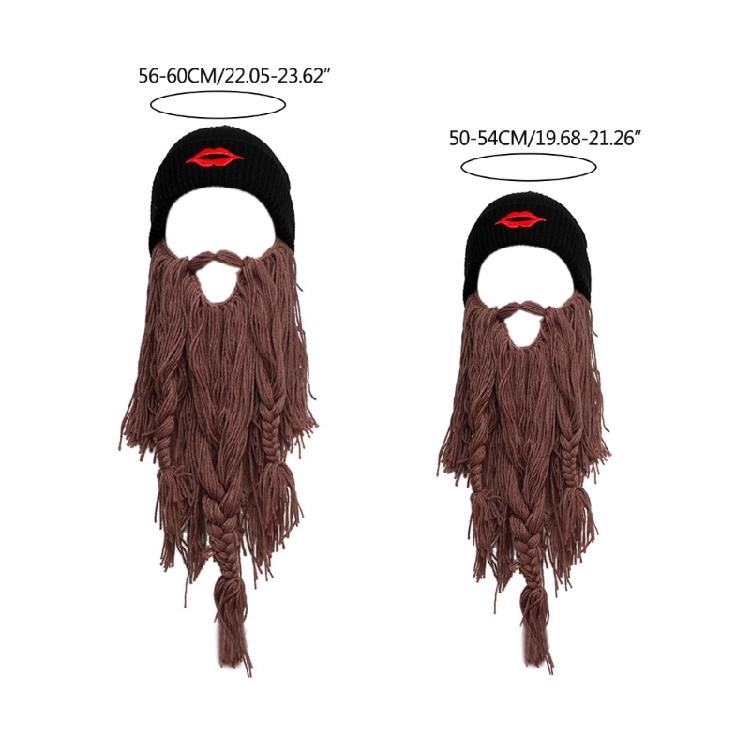 Thick Knit Beard Hat for Teen Handmade Funny Carnival Theater Performances Hat