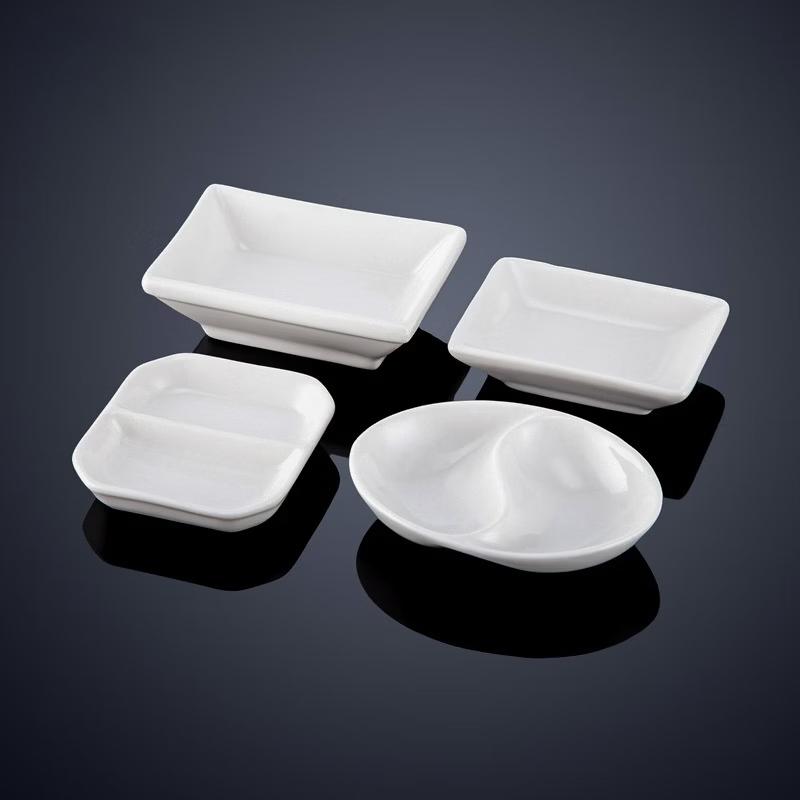 Zhi Shi White Ceramic 3-Compartment Sauce Dish