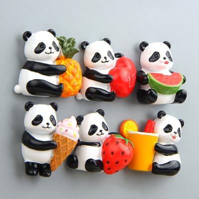 Niedlicher Cartoon-Magnetaufkleber, Panda-Frucht-Kühlschrank, Kunstharz, Kühlschrank-Heimdekoration