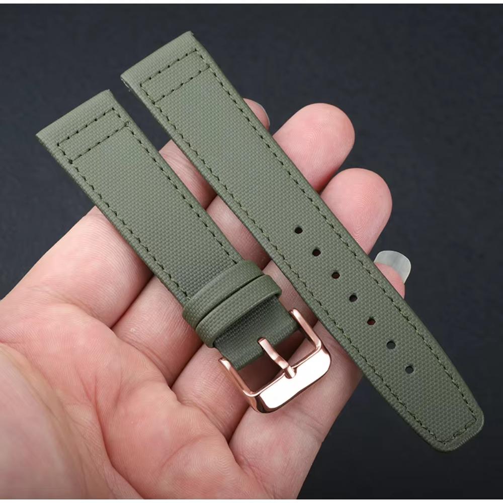 Sailcloth Leather Watch Strap 18mm 20mm 22mm Nylon Canvas Watch Band Qucik Release Wristband Military Sports Waterproof Bracelet