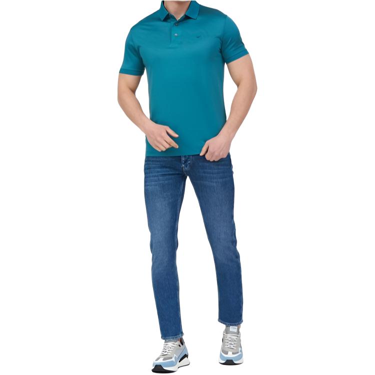 Emporio Armani Solid Color Polo Collar Short Sleeve Polo Shirt Men Tops Green 8N1F98-1JUVZ-0779