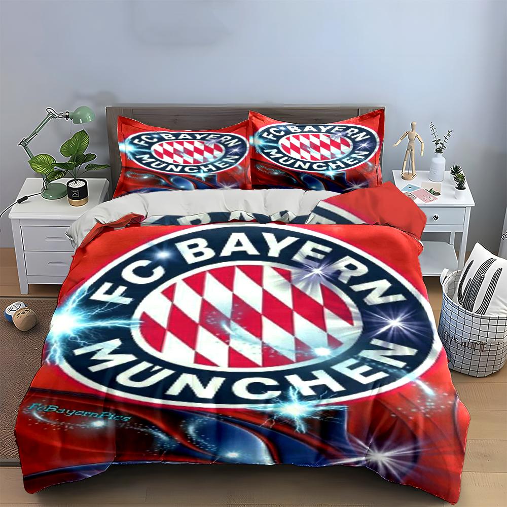 Bayern Mnichov Logo Povlečení Sada Povlečení Povlak na přikrývku Sada Povlaků na přikrývku Povlaky na polštáře Domácí dekorace (1 * Povlak na peřinu 2 * Povlaky na polštář, bez náplně do peřiny)