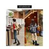 Cowhide version of retro locomotive buckle with round head thick sole heightening medium tube short boots autumn and winter Martin boots women