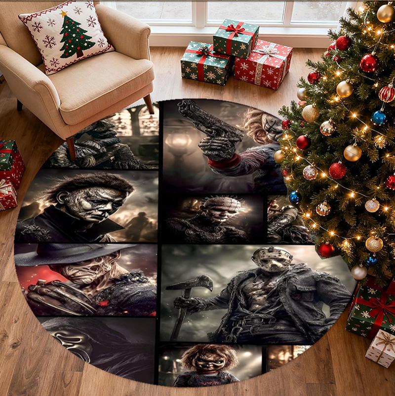 Bride of Chucky Pattern Round Rug, Indoor/Outdoor Mat, for Picnic, Gameroom, Bedroom, Office, Living Room, Home Decor Carpet, Birthday Gift