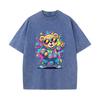 SX-26 MINISO 2026 Summer Vintage Wash  Printed Pure Cotton Shoulder Style Men's and Women's Round Neck Short Sleeved Couple T-shirt
