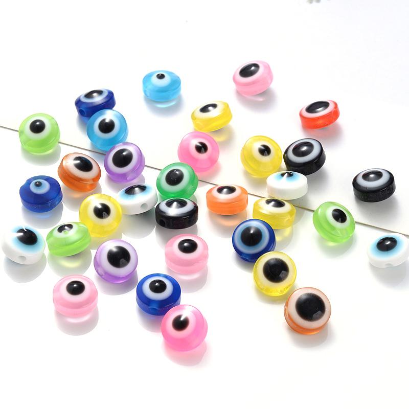 400 Pcs Eye Beads Multicolor Resin Flat Round Eye Beads DIY Loose Beads Spacer Beads for Jewelry