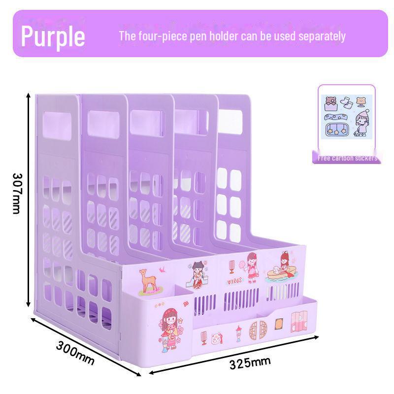 "Office Desk Organizer: File Rack, Basket, Folder Tray, Student Book Stand"