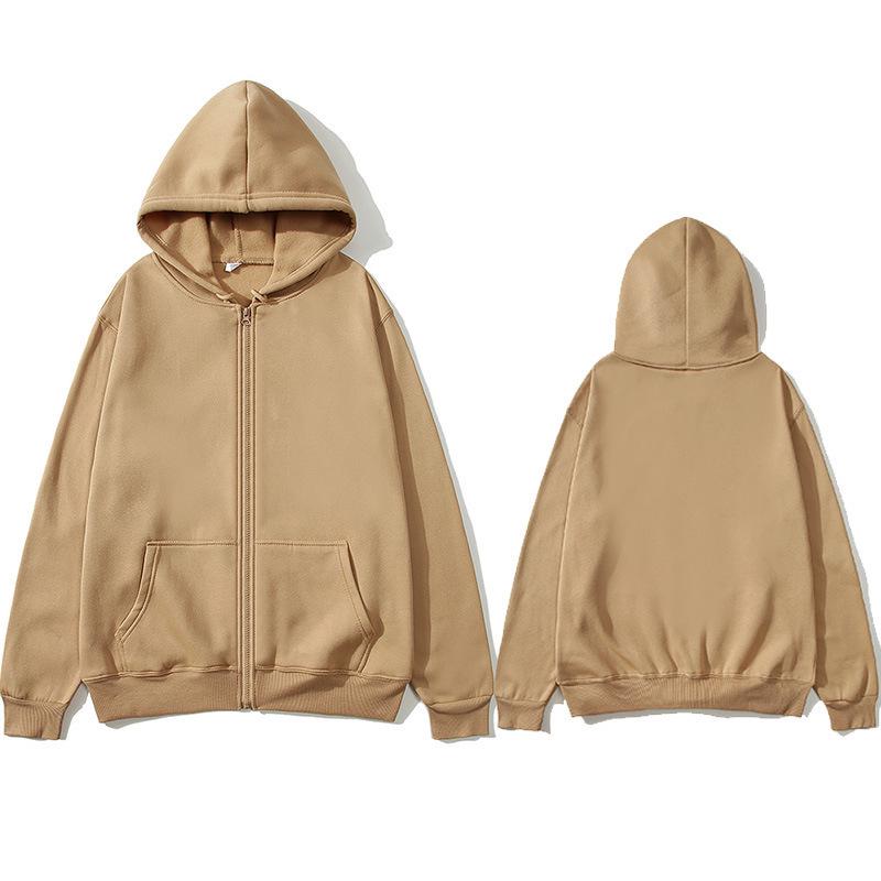 Unisex Zipper Hoodie - Velvet-Lined, Thick, Fashionable, for Autumn/Winter