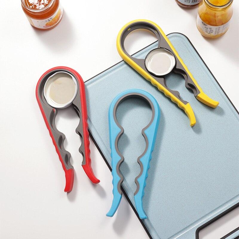 4 In 1 Lid Jar Opener Screw Cap Bottle Opener Multi Purpose Can Opener Manual Twist Cap Bottle Launcher Opener Kitchen Gadget