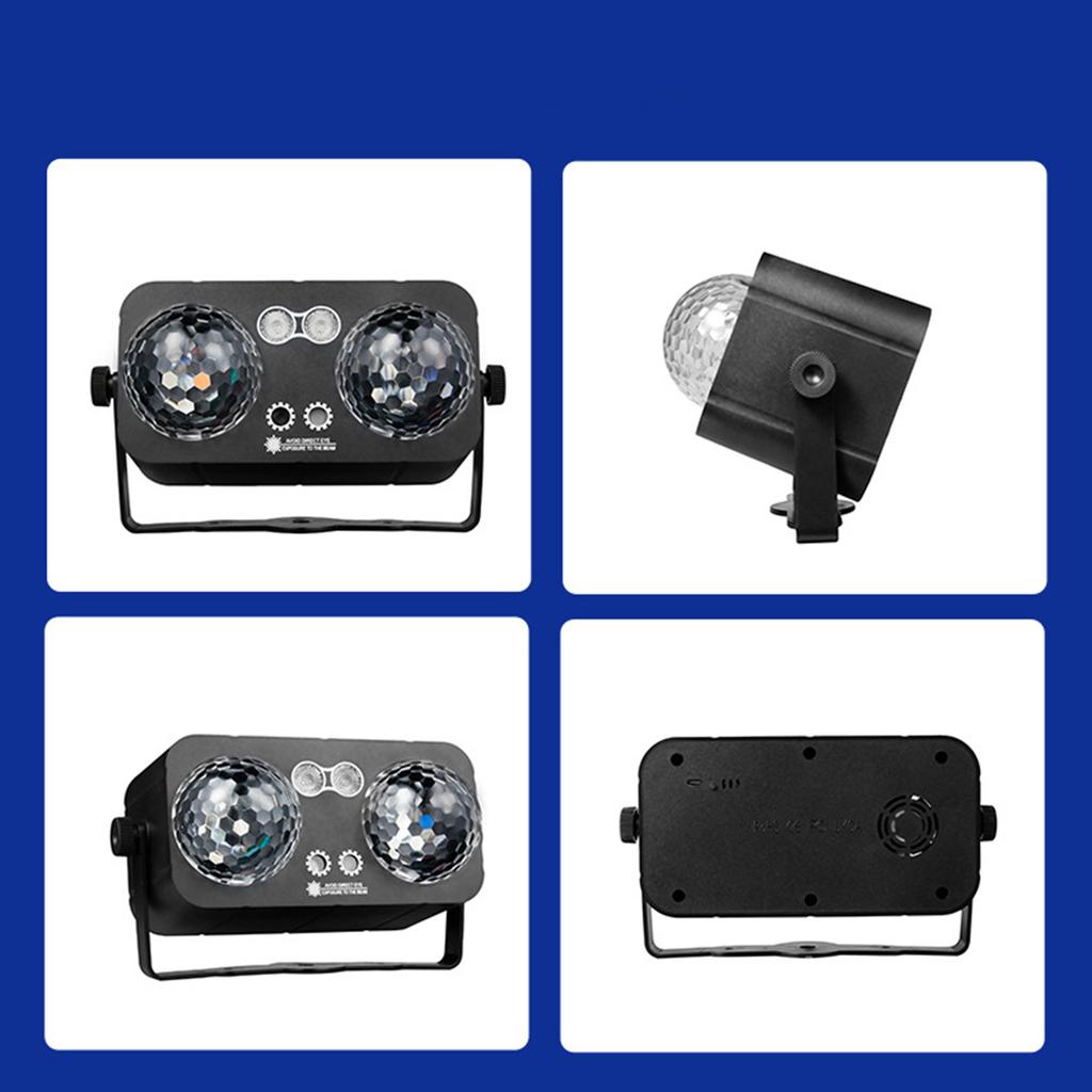 LED Stage Light, Sound Activated Party Light, Dual Head Disco Ball Lights + Pattern Projector Light + Blacklight + LED