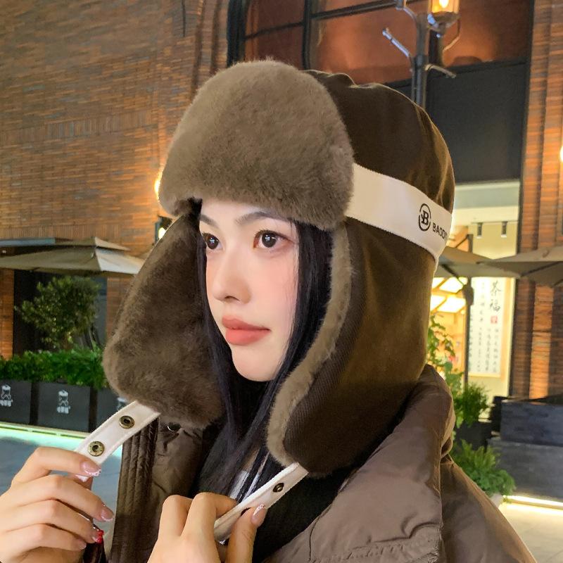 Winter Warm Hat Women's Velvet Thickened Face Small Pullover Hat Outdoor Cycling Skiing Windproof and Cold Proof