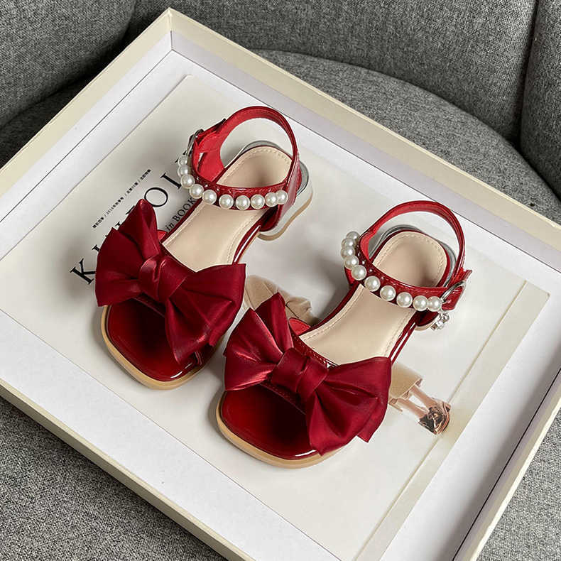 2024 Children Sandals Girls Sandals Soft Soles Kid Shoe for Girl Bow Ties Girls Princess Shoes Anti-slippery Sandalias De Mujer