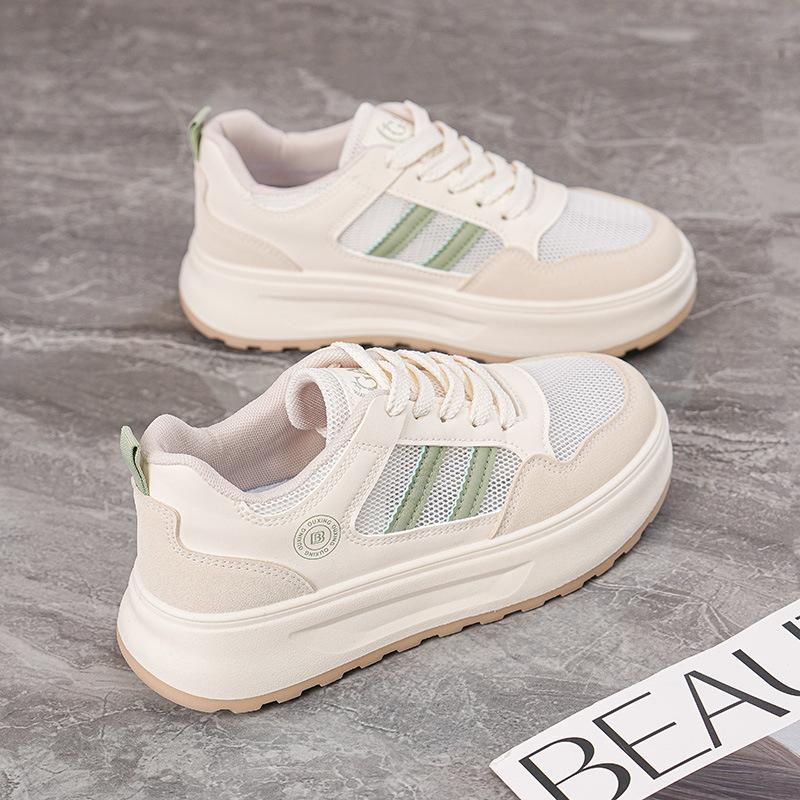 

Fashion Women Shoes 2025 Spring Autumn New Fashion Breathable Mesh Non Slip Platform Sneakers Height Increase Lace-up Women Casual Shoes 35 зелёный