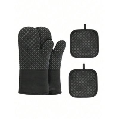 Silicone Heat Resistant Gloves With Insulation Pad - Non-Slip, Heat Resistant Up To 350°C, Suitable For Barbecue, Baking, Cooking, Grilling