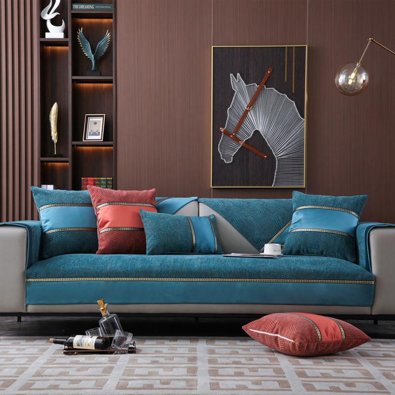 Four Seasons Universal Red Chenille Jacquard Sofa Cushion Modern Simple Non-Slip Color Matching Sofa Cushion Towel