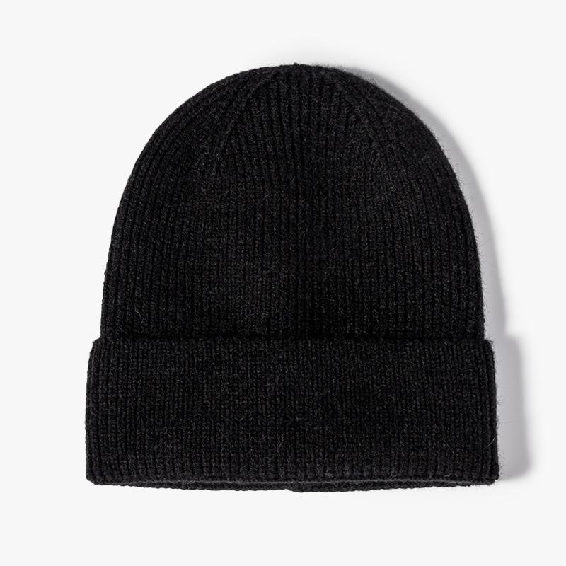 Wool Hat Men's Outdoor Beanie Black Winter Women's Cold Hat Dome Thermal Ear Protector Knitted Hat