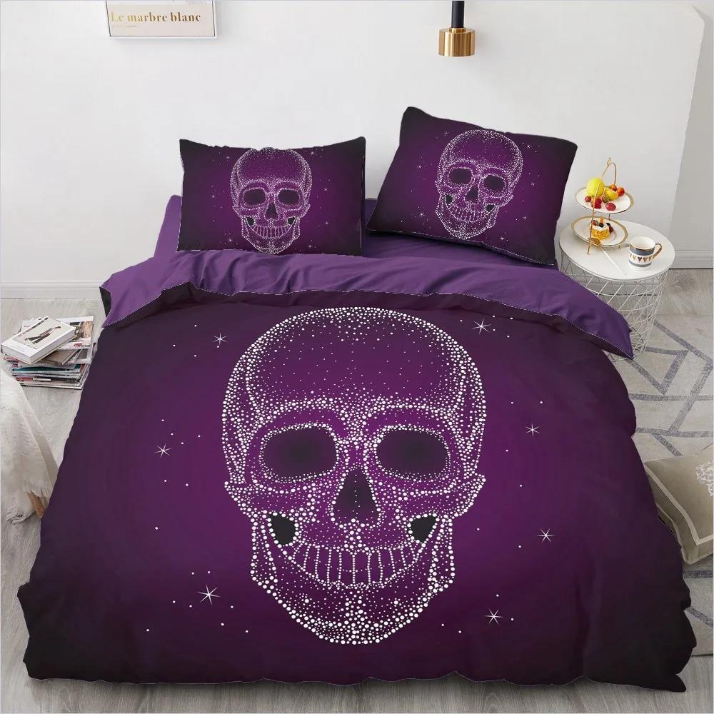 3D Skull Bedding Sets Duvet Quilt Cover Set Comforter Bed Linen Pillowcase King Queen Full Double Home Texitle