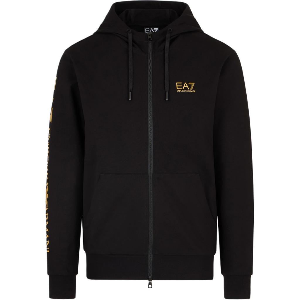 Emporio Armani EA7 Logo Hooded Cotton Zip-Up Long Sleeve Sweatshirt Men Sweatshirt Black 7M000568-AF13512-MC004