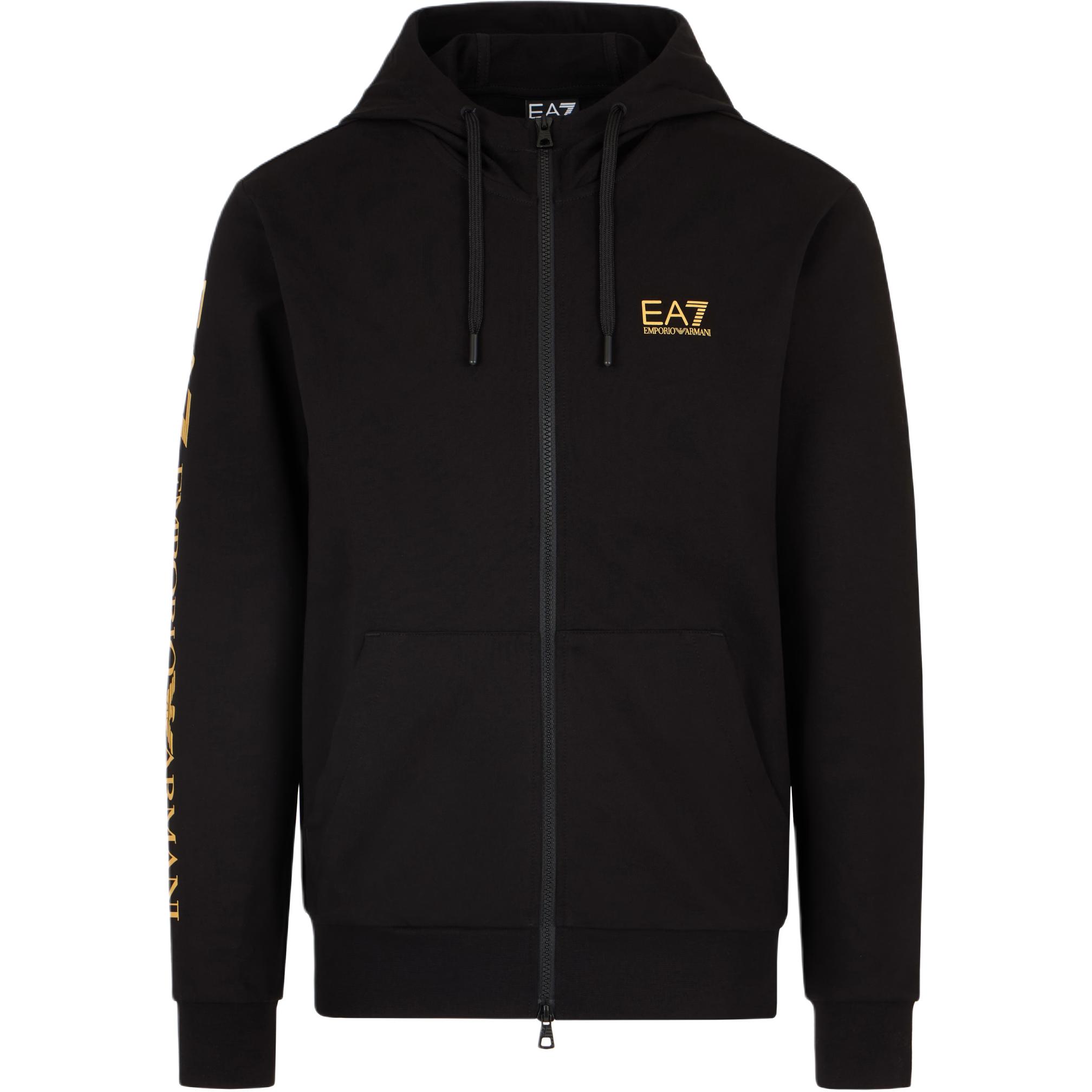 Emporio Armani EA7 Logo Hooded Cotton Zip-Up Long Sleeve Sweatshirt Men sweatshirt Black 7M000568-AF13512-MC004 XXL 10760₽