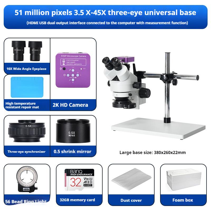 Dual Lens 7-45X Continuous Zoom Microscope for Mobile Phone Maintenance, Circuit Board Soldering