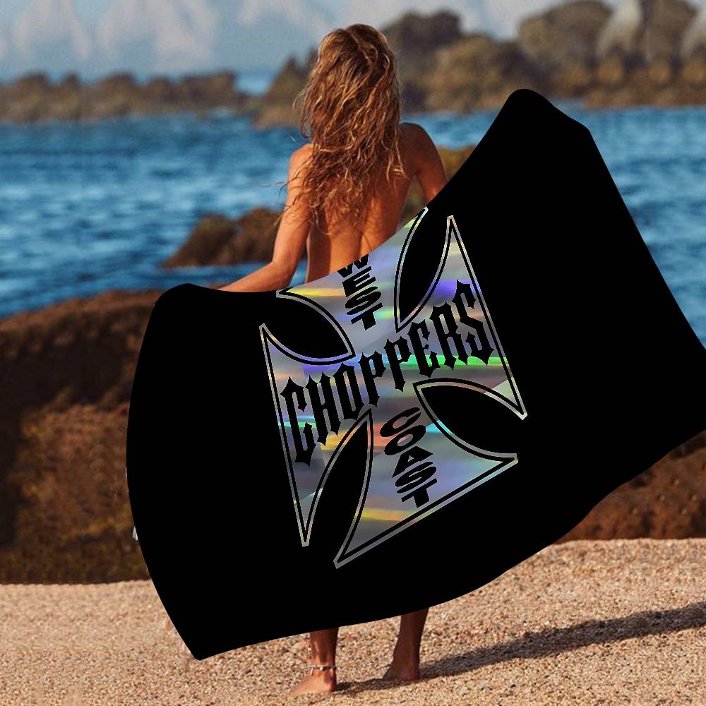 West C-Coast C-Choppers Bath Towel Microfiber Soft Water Absorbing Breathable For Girl Kids Decorative Cartoon Beach Towel